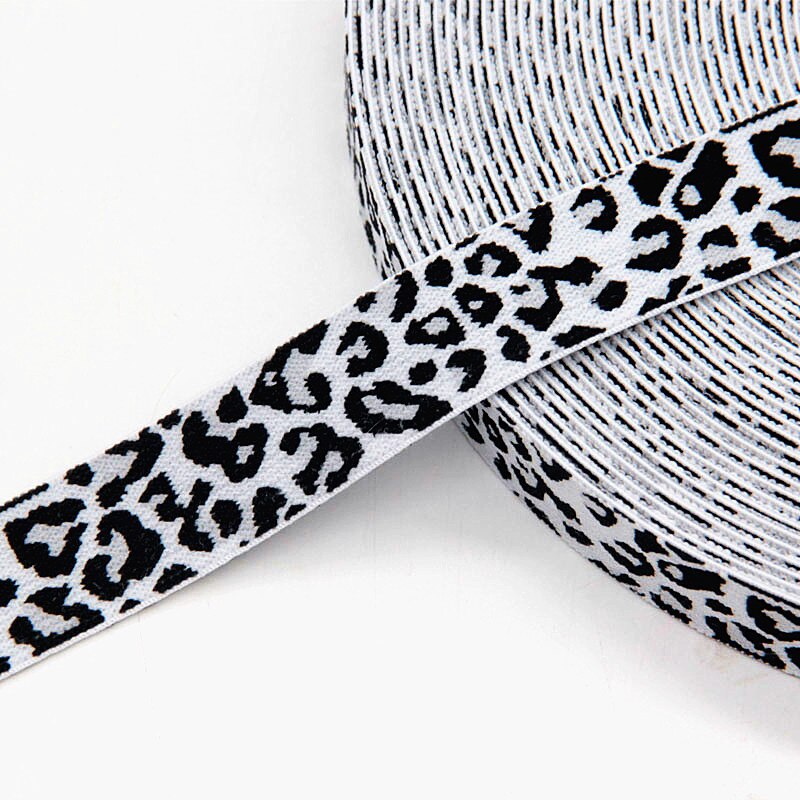 Bandas elásticas con estampado de leopardo 2,5 cm de espesor pantalones de goma suave cordón elástico 25mm para cinta para la cabeza cinturón Ropa Accesorios artesanales