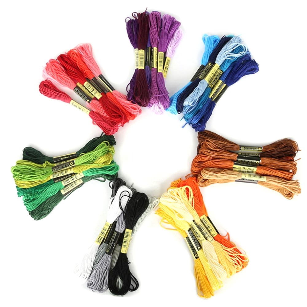 Multicolor DIY Thread Cross Stitch Cotton Sewing Skeins Embroidery Thread Floss Kit Sewing Tools 8Pcs Moms' Sewing Tools
