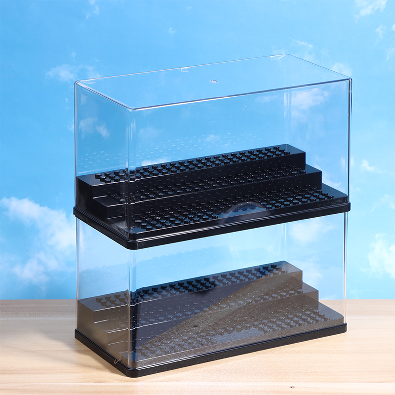 Vitrine 2/1 Stück Acryl-Minifiguren Stapelbare Staubdichte Baustein-Aufbewahrungsbox