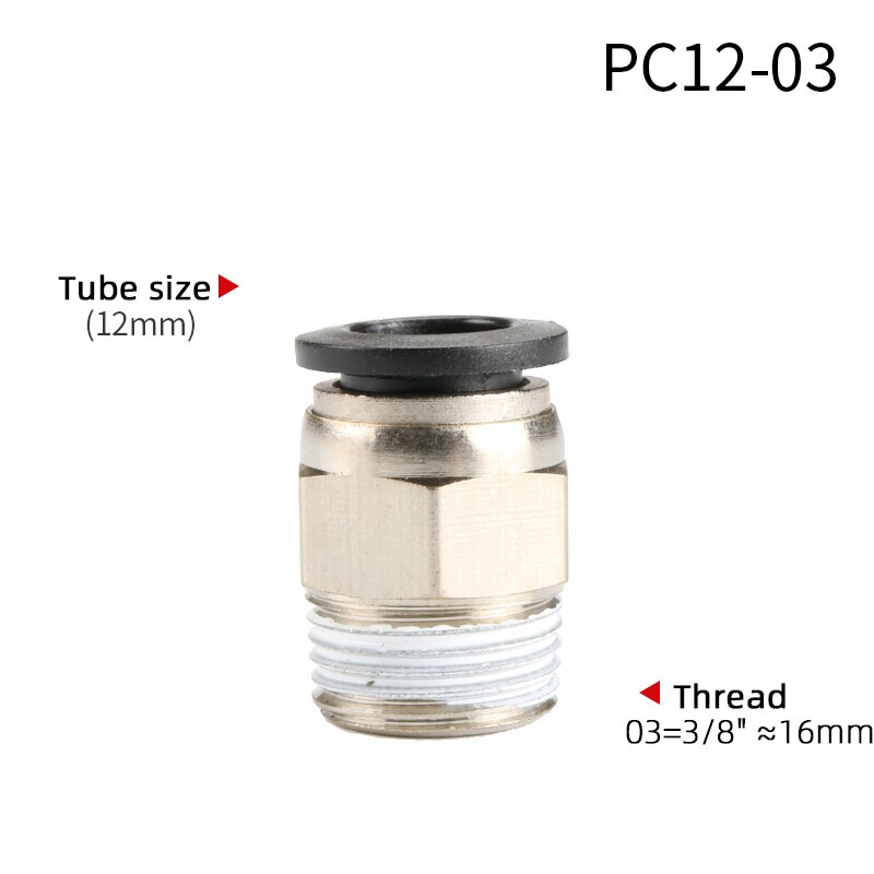 1PCS Pneumatic Quick Connector PC 4MM-12mm Hose Tube Air Fitting 1/4" 1/8" 3/8" 1/2"BSPT Male Thread Pipe Coupler: PC12-03