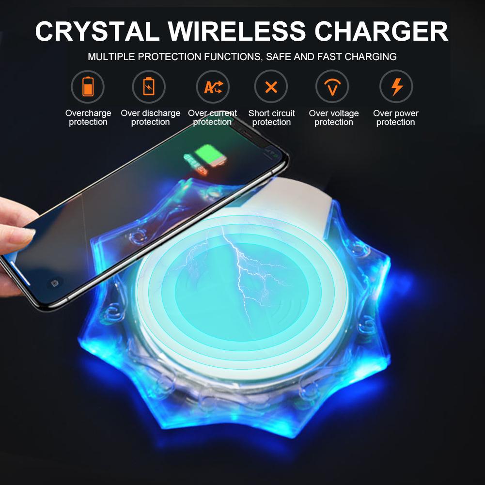 Qi Draadloze Oplader Mobiele Telefoon Oplader Crystal Oplader Pad Mobiele Telefoon Draadloos Opladen Base Voor Apple Android Universele