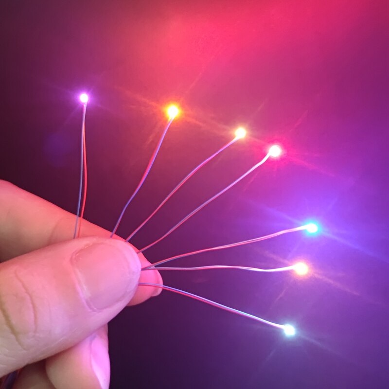 50pcs Pre-wired #0402 Smd Leds,with free Cr2032 3V button battery box,30cm Connection Wires hobby Model Kit for Gundam Lighting