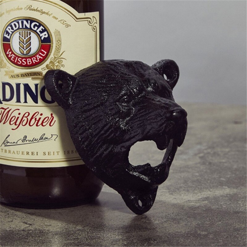 Vintage støbejern bjørn øl sodavand top åbner vægmonteret glas flaske låg åbner holdbart køkken bar åbnere værktøj