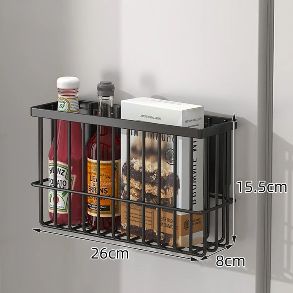 Multifunctioneel magnetisch koelkastopbergrek Geen punch Ruimtebesparend Papieren handdoekhouder Muurhangende mand Keukenorganizer: Donker Kaki