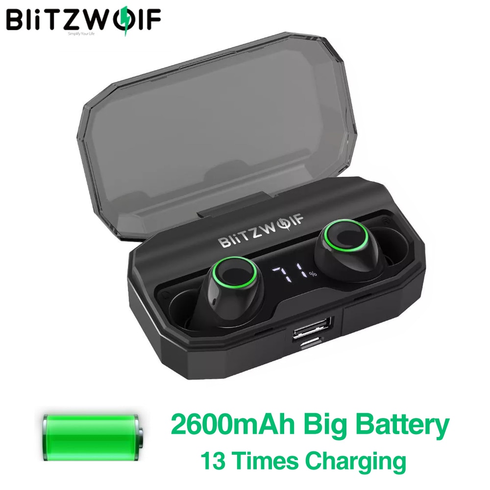 Blitzwolf FYE3S FYE3 Tws Echte Draadloze Bluetooth 5.0 Inear Oortelefoon 2600 Mah Batterij Opladen Digitale Power Display Sport Oordopjes