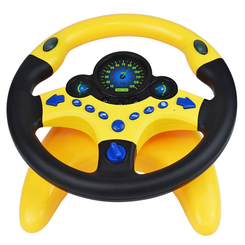 Co-pilot Steering Wheel Simulation Driving Simulation Steering Wheel Early Childhood Education Educational Toys with Base: YELLOW