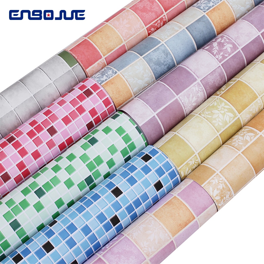 Self-adhesive Kitchen Oilproof Film High Temperature Resistance Wall Sticker Waterproof Wallpaper Mosaic Vinyl Tile Wallstickers