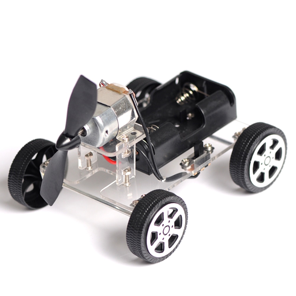 DIY juguete de cuerda de viento coche para montar Juguetes de energía eólica Robot de Motor automático intelectual de la ciencia de juguete educativo para niños