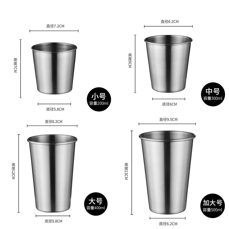 4PCS 304 Stainless Steel Beer Cup Whisky Wijnglas loodvrij Kristal Cups Bar KTV Wine Cup Bar Hotel Drinkware Juice Tea Bar Party