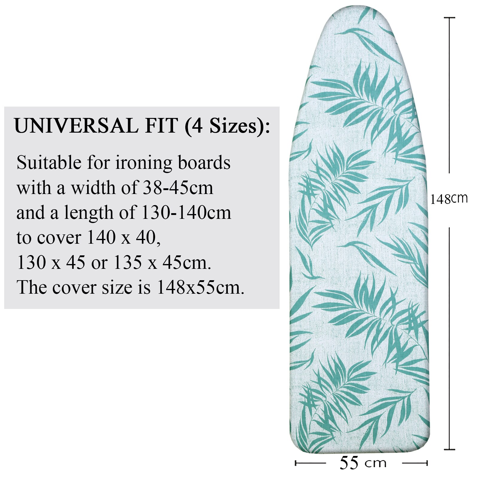 Cotton Ironing Board Cover Large Printed Ironing Board Cover Protective Non-slip Thick Colorful for Home Cleaner 148x55cm: green