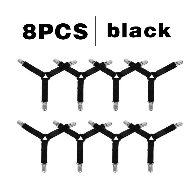4 sztuk/zestaw łóżko sypialniane arkusz klip materac łączniki przydatne elastyczna osłona koce chwytaki uchwyt mocowania antypoślizgowy pas DIY: 8 black