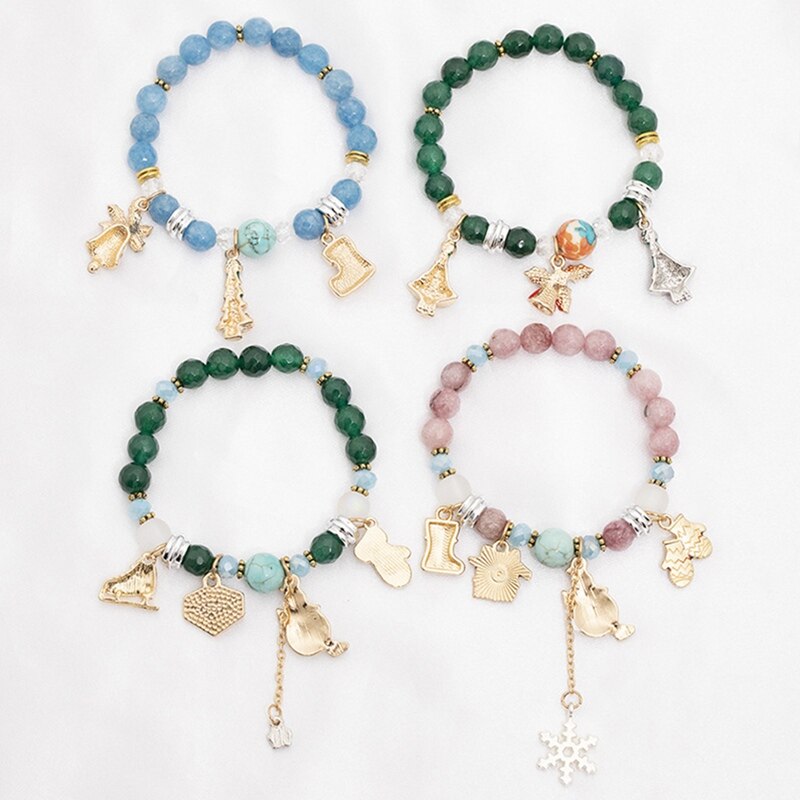 Christmas Bell Snowman Double Beaded Bracelet Decoration Dress Up