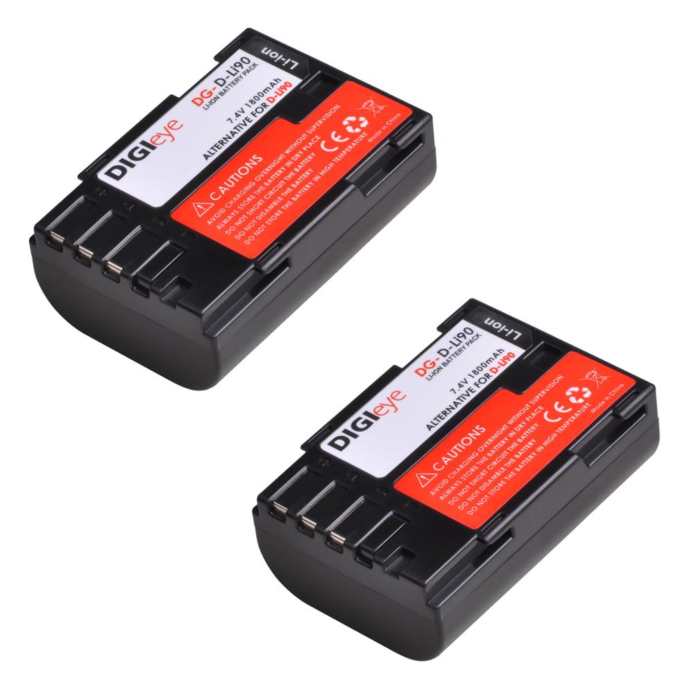 1800Mah D-LI90 DLI90 D LI90 Batterij Voor Pentax 645 645D 645Z K-1 K-01 K-3 K-5 K-5D K-5IIs K-7 K-7D k1 K01 K3 K5 K5D: 2 battery