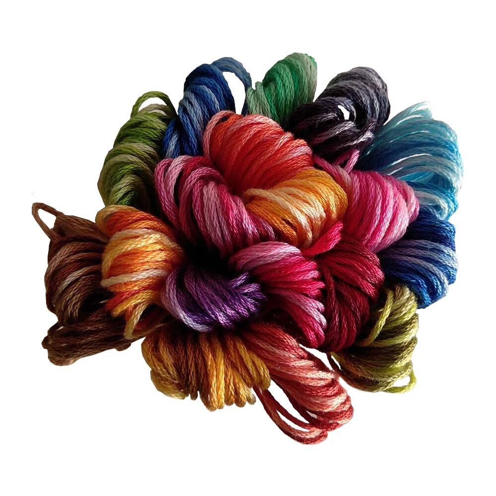 Rainbow Cotton Variegated Embroidery Floss Pack Color Variation Six-strand Cross Stitch Threads Multi-Color Blend Threads