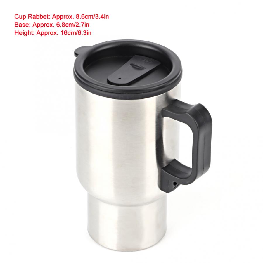Estufa eléctrica-taza de calefacción eléctrica para coche, de acero inoxidable, portátil, para viaje, agua, café, té, 12V, 450ml