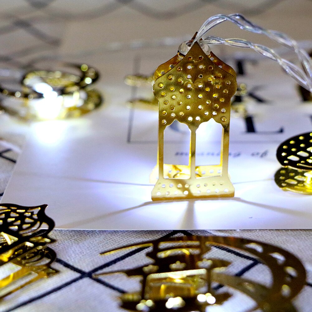 10 Led Moon Star Light String Eid Ramadan Batterij Tuin Verlichting Gouden Moslim Lamp Decor Thuis Party