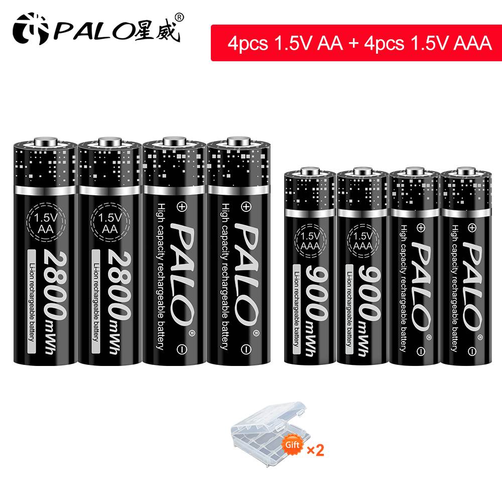 Batterie lithium-ion rechargeable, 1.5V, 2800 mWh, 1.5V, pour télécommande, souris, petit ventilateur, jouet électrique: 4AA 4AAA