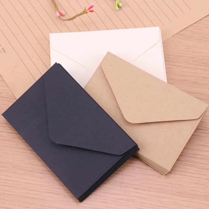 20 stuks klassieke witte zwarte kraft blanco mini-papieren enveloppen met venster, envelop voor huwelijksuitnodiging