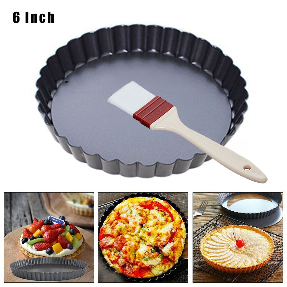 Non-Stick DIY Pizza Plate Removable Bottom Cake Pan Round Baking Tray Kitchen For Bread Loaf Pate Toast Cakes Quiche: 6inch