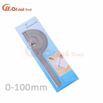 150mm 300mm de aço inoxidável 180 graus ângulo transferidor localizador régua medição rotativa ferramenta machinista artesão régua goniômetro: 100mm