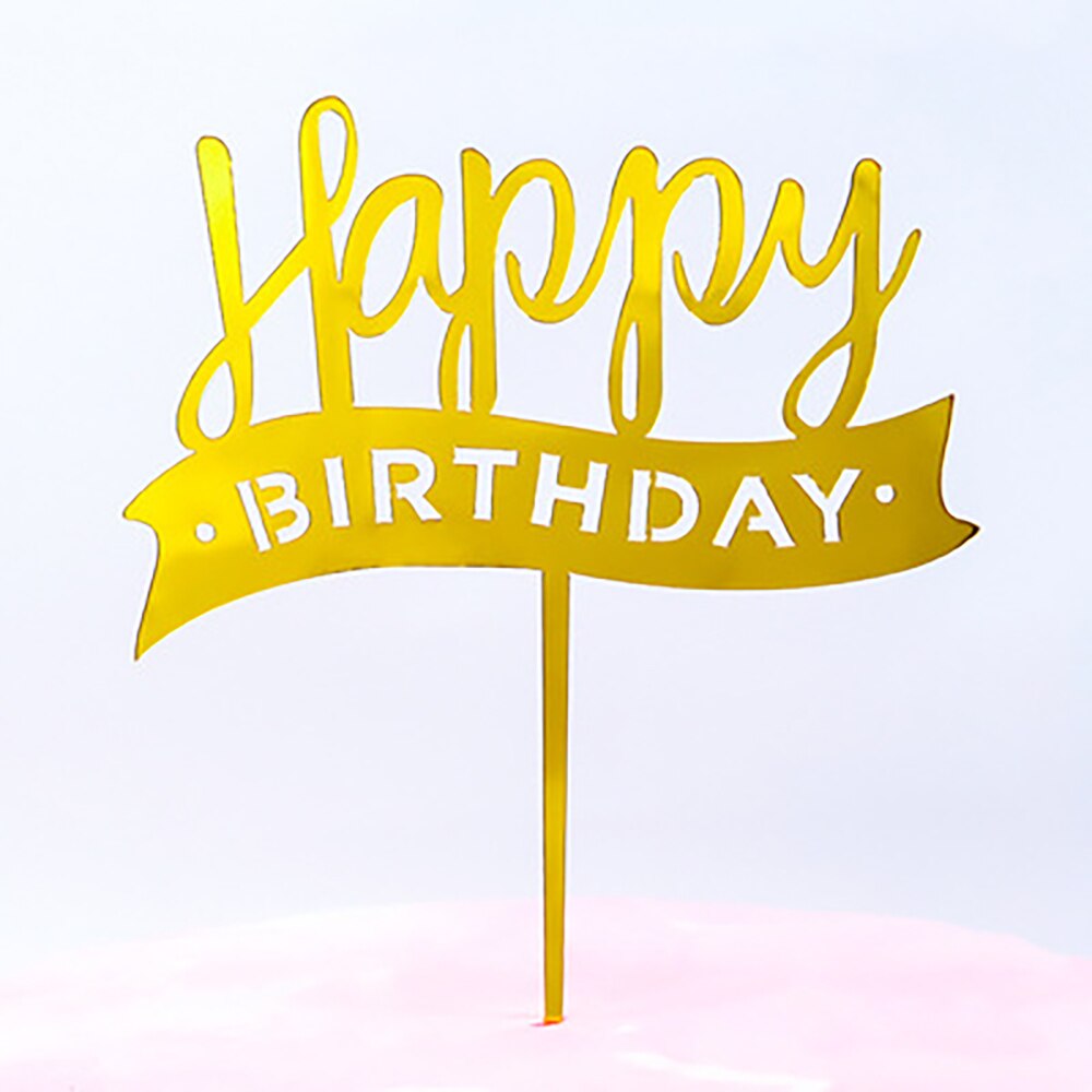 Happy Birthday Cake Topper Acrylic Gold Mirror Cupcake Topper for Kids Birthday Party Cake Baby Shower Decorations