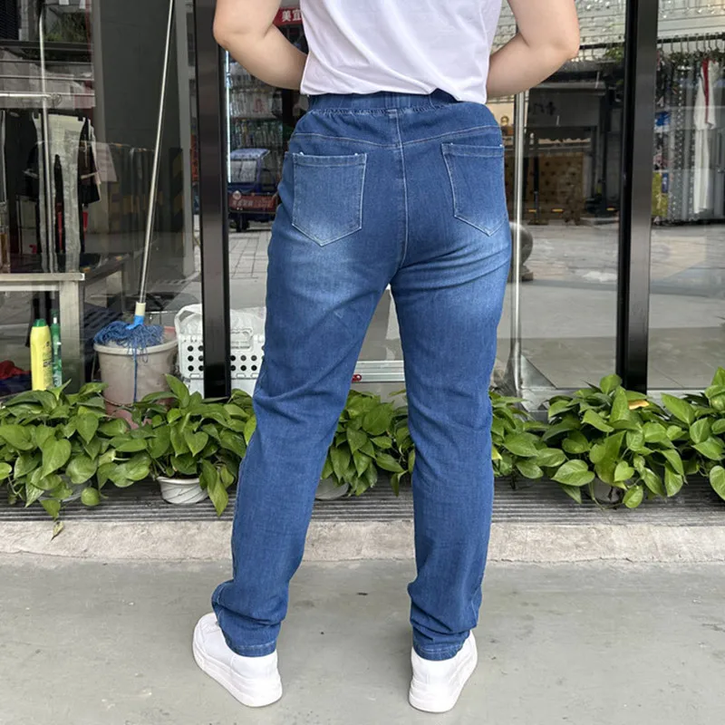 Zerrissene Jeans Frauen 9XL 8XL 7XL Hohe Taille Plus Größe Bleistift Hosen verlieren Gestreckt Zerkratzt Mädchen Weibliche Elastische Denim Hosen