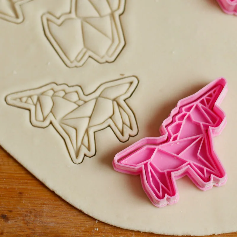 Cute Origami Baking Mold Paper Airplane Windmill Paper Boat Paper Crane Cookie Embosser Mold Plastic Fondant Biscuit Cutter Set