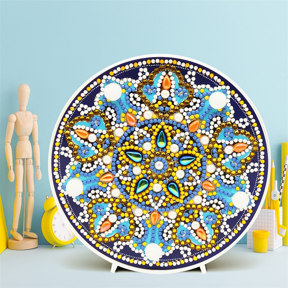 HUACAN 5D Diamant Malerei LED Lampe Mandala Stickerei Mosaik Bausatz Weihnachten Dekorationen Für Heimat