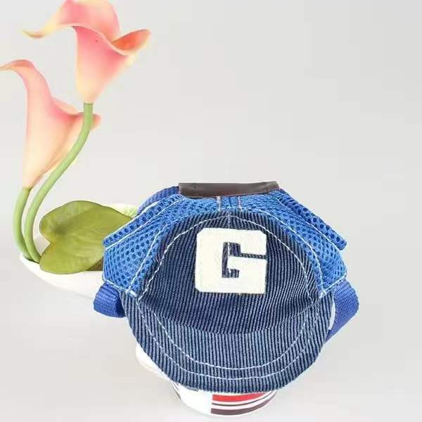 Pet Dog Cat Breathable Sunscreen Hat Winter Summer With Ear Holes Outdoor Baseball Sun Cap Supplies Travel Sport Accessories: Blue / 29-36cm