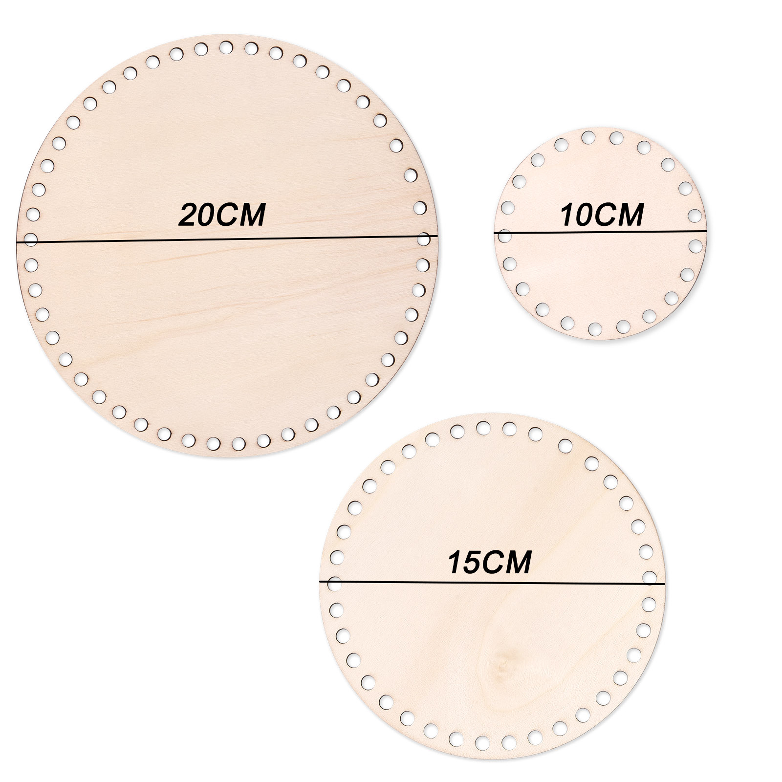 Cesta de ganchillo de madera, Base redonda, cuadrada, rectangular, parte inferior de elipse, cesta de ganchillo tejida a mano, suministros para manualidades, herramientas de fabricación, 3 uds.