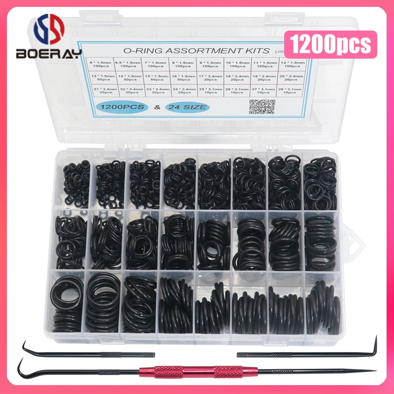 740Pcs 1200Pcs Nitril Rubber O Ring Set Met Haak Gereedschap Nbr Seal Ringen Pakking Oring 24 Maten Olie-Slip Afdichting O-Ring Kit