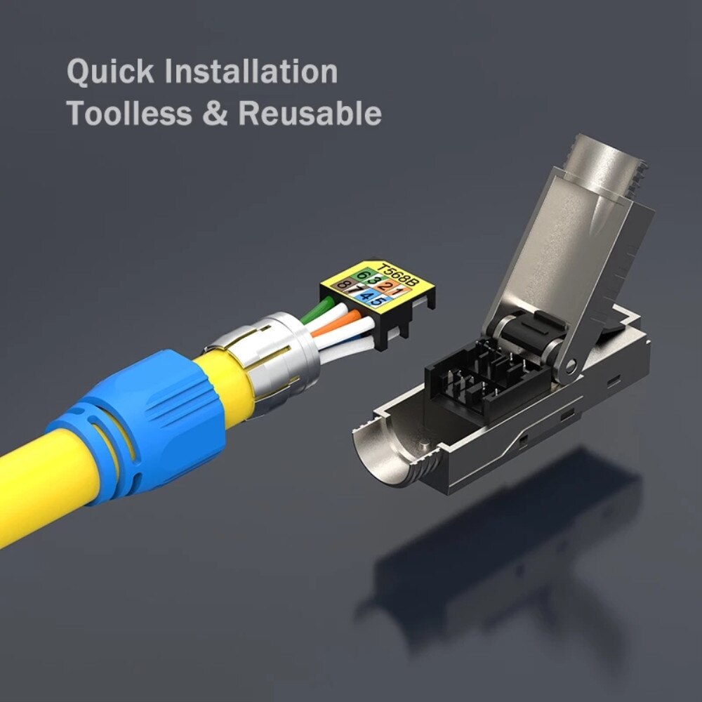Conector de red RJ45 Cat 8, 40G, 2000MHz, módulo Jack Keystone sin Toolless, Terminal de enchufe de hasta PoE + cable LAN de 100W