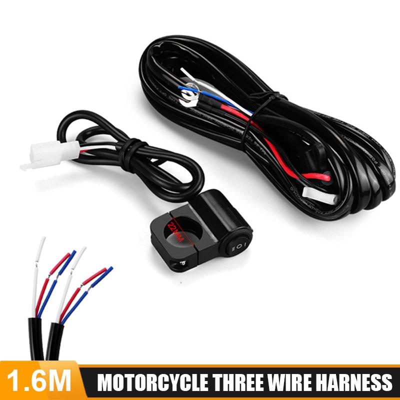 Motorcycles LED Fog Light U7 headlight spotlight Wiring Harness Wire On- Off Switch 12V For Motorcycle Motorbike Fog Led Light