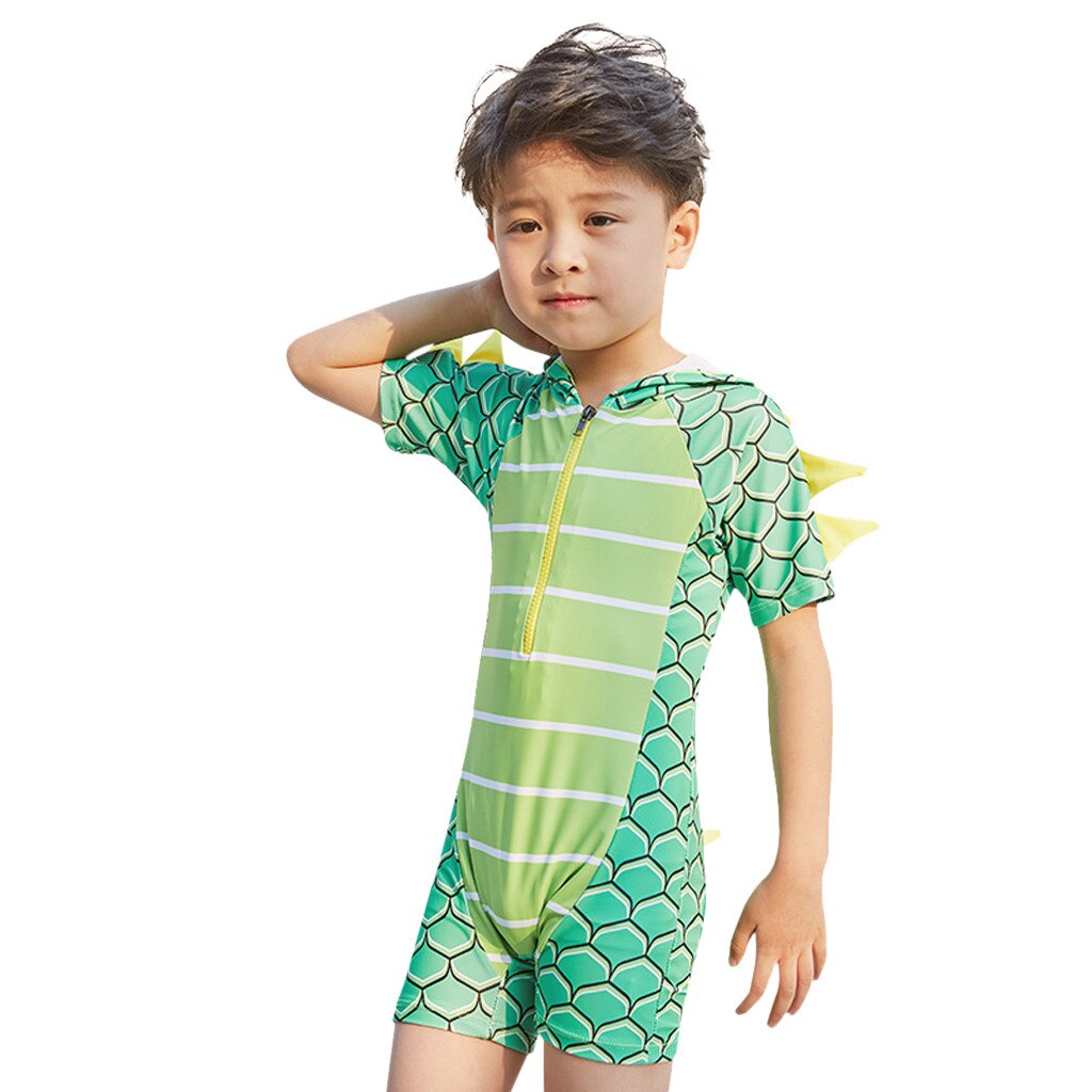 Bambini Costumi Da Bagno per I Ragazzi I Bambini Poliestere vestito di Un pezzo del costume Da Bagno costume da bagno bikini spiaggia Dinosauro con Cappuccio Costumi Da Bagno Vestiti K327