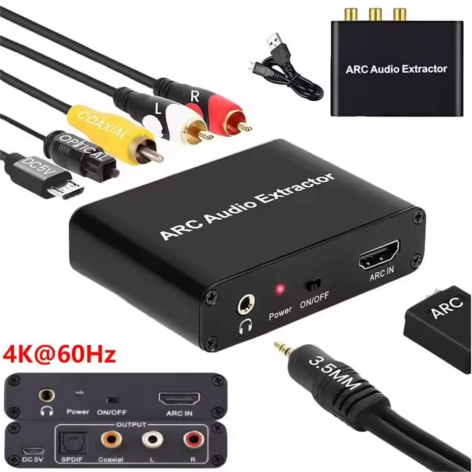 Extractor de Audio 4K HDMI ARC ARC a SPDIF Coaxial L/R estéreo 3,5mm Jack adaptador de Audio convertidor de canal de retorno para amplificador HDTV