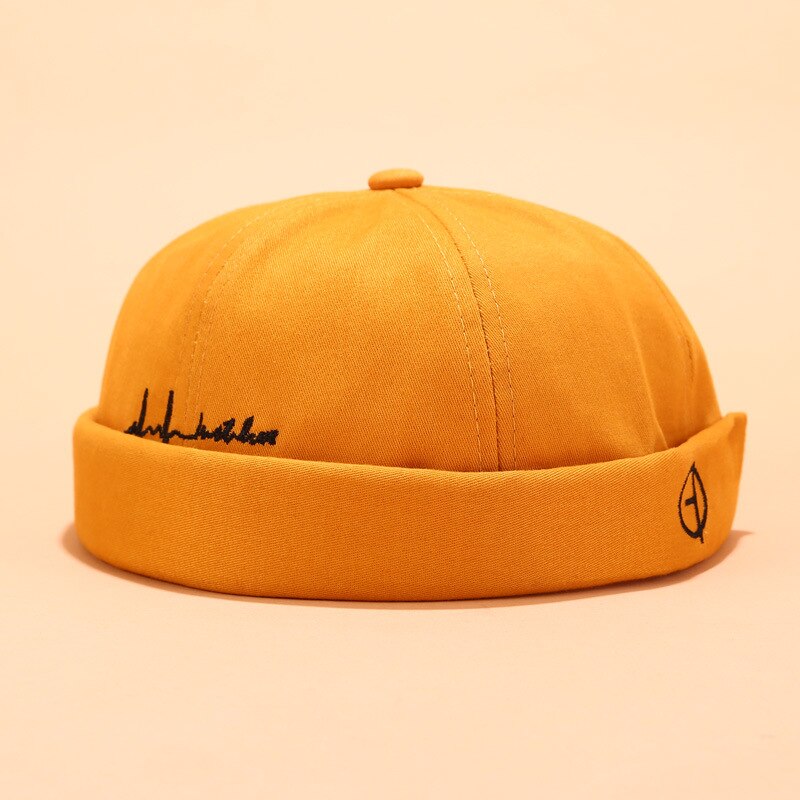 Gorra de Skullcap con letras bordadas para hombres y mujeres, gorra Casual de marinero mecánico sin mangas, Color sólido, Gorro de Invierno para Mujer, gorra de primavera: 6