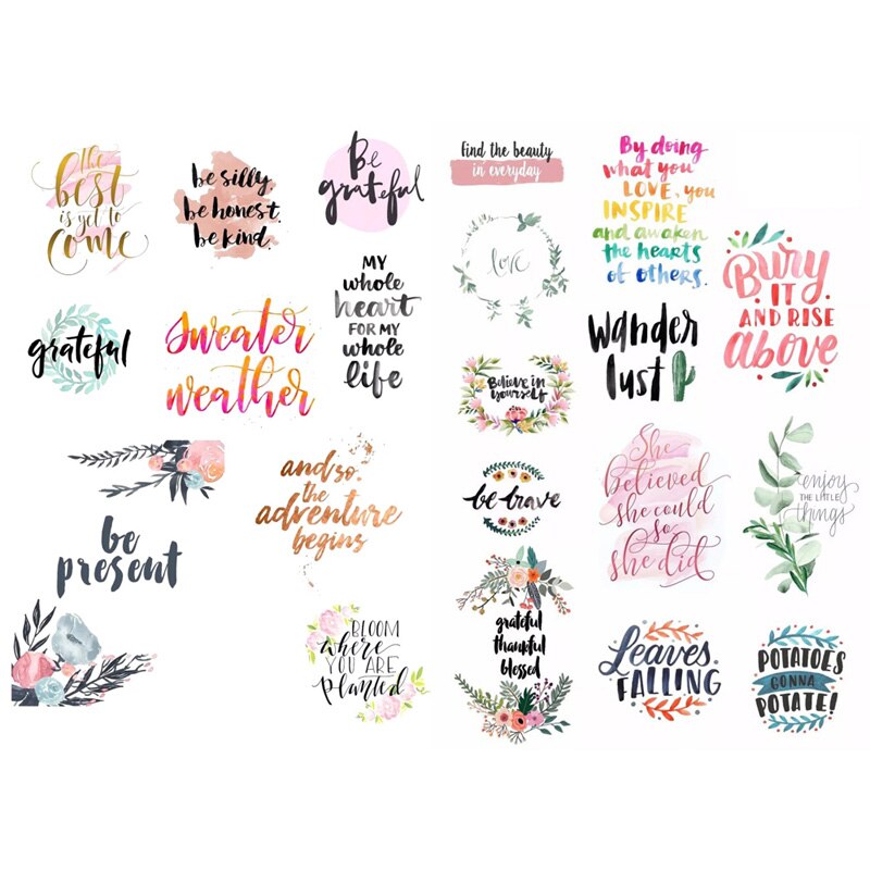 1 STUKS Aquarel Groet Woord Koreaanse Voorgesneden Decoratie Stickers Desk Organizer Schoolbenodigdheden Kantoor Accessoires