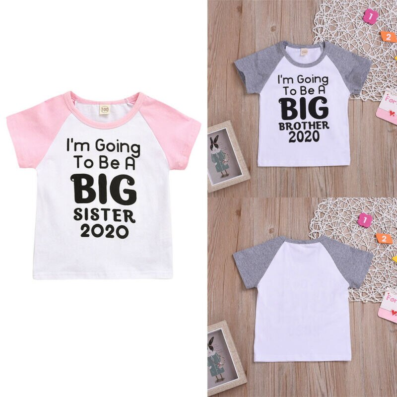 Big Brother Sister Baby Boy Girls Cotton T-Shirt Tops Summer Fashion Casual Soft Letter Print Loose Toddler Infant T-Shirt