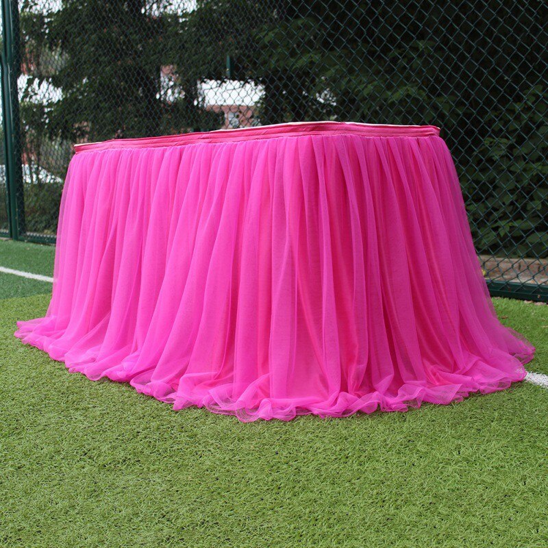 Tutu Tulle Tafel Rok Elastische Mesh Tulle Servies Tafelkleed Voor Bruiloft Tafel Decoratie Thuis Textiel Accessoires #1: Rood