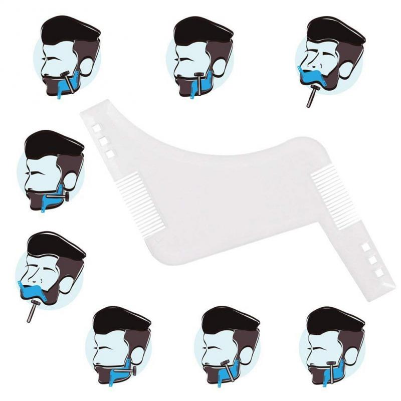 til menn skjegg styling stell sett trimming barberkam sett bart bart saks forme sikkerhet barberhøvel skjegg pleie sjablong verktøy: 1pc