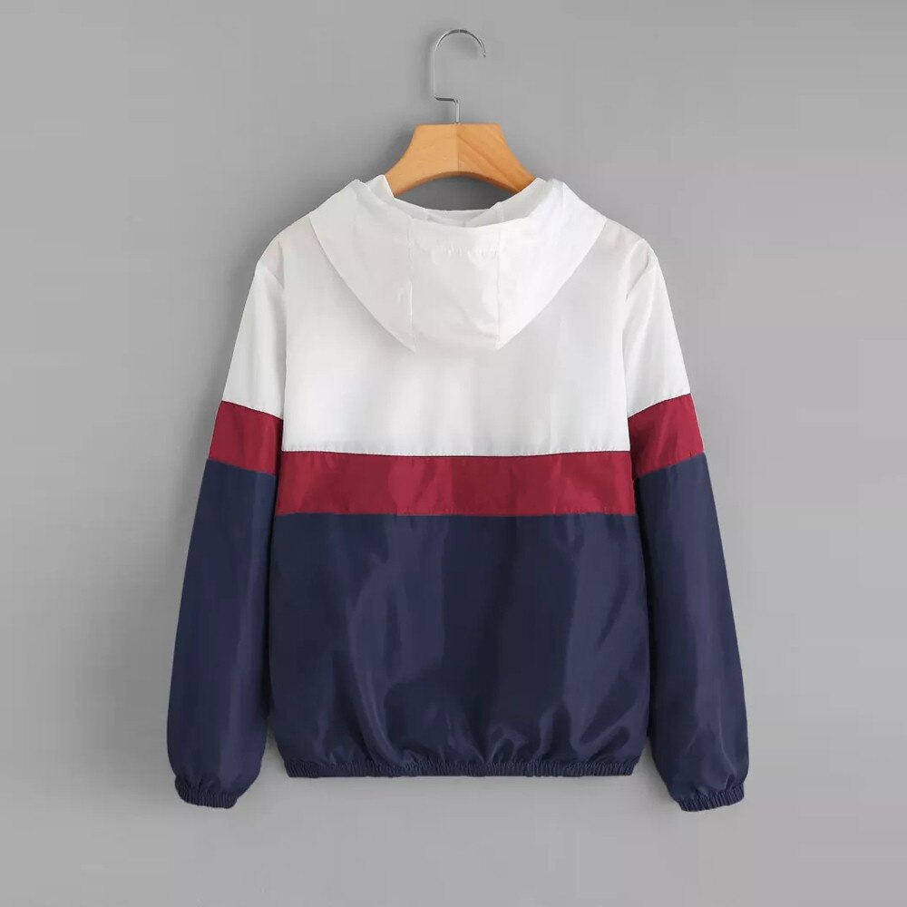 Jaycosin Vrouwen Jas Lange Mouw Patchwork Dunne Skinsuits Capuchon Rits Sport Jas Stiksels Contrast Hooded Dunne Jas