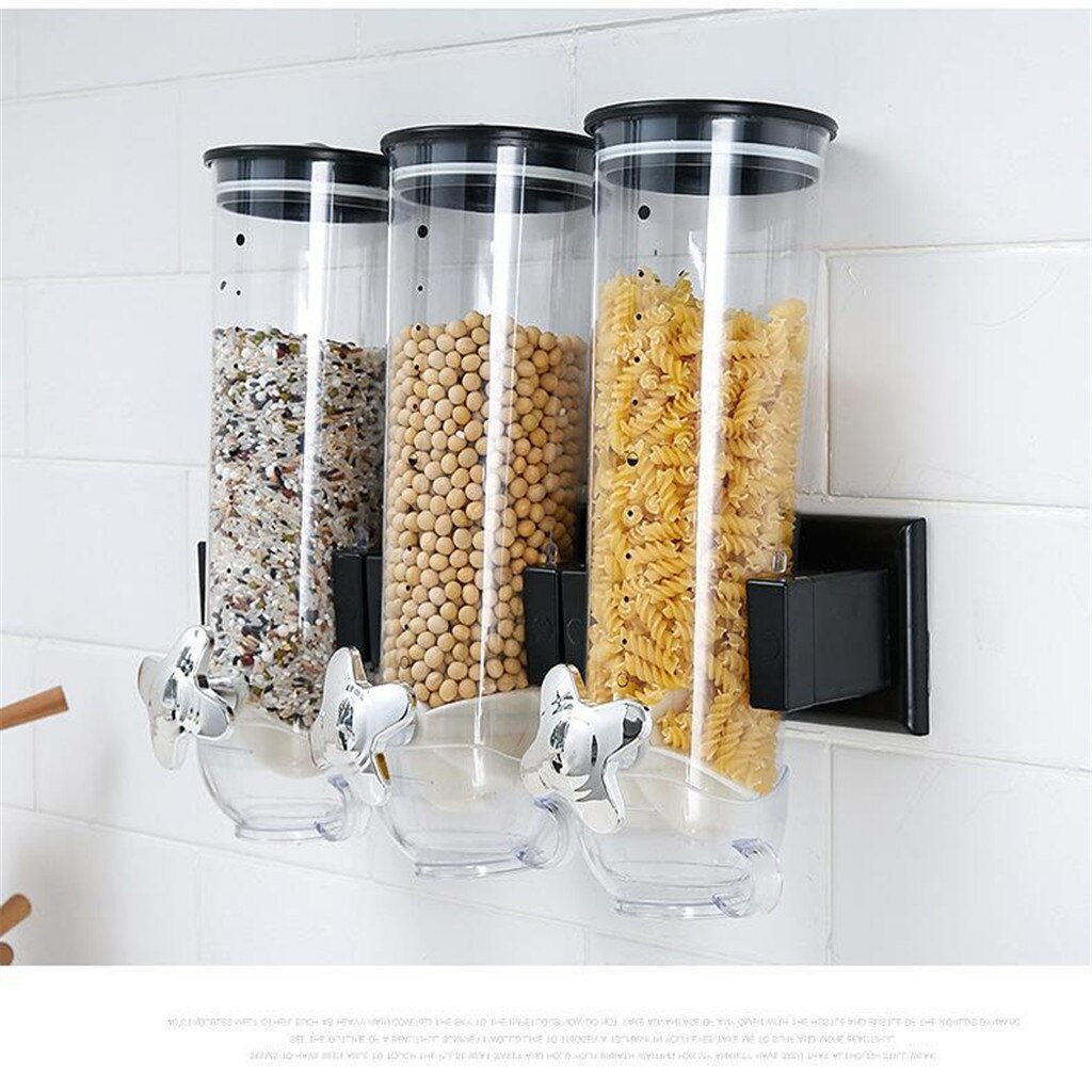 Cereal Dispenser Double Single Dry Food Snack Grain Canister Plastic Storage Container Wall Hanging Home Organizer Tanks
