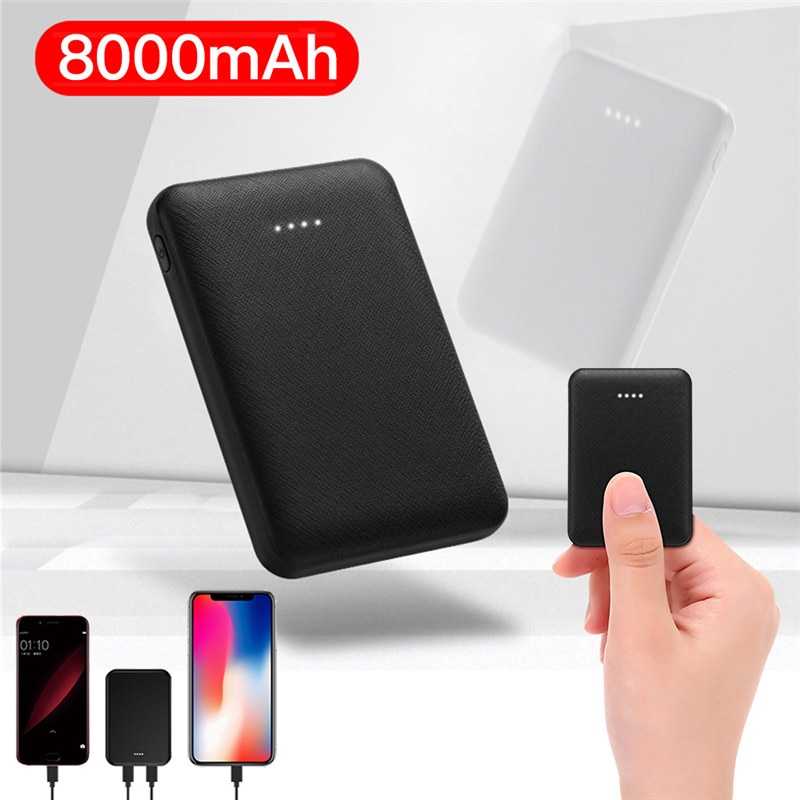 Ultra-Dunne Power Bank 8000Mah Led Externe Lader Batterij Poverbank Snelle Quick Charge Usb Powerbank Voor Iphone Xiaomi ipad Ipod