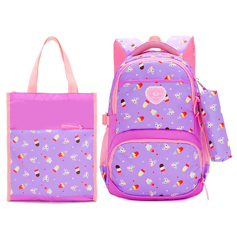 3 Stks/set School Rugzakken College School Tassen Voor Tieners Meisjes Jongens Schoudertas Vrouwen Canvas Rugzak Rugzak Mochila: purple