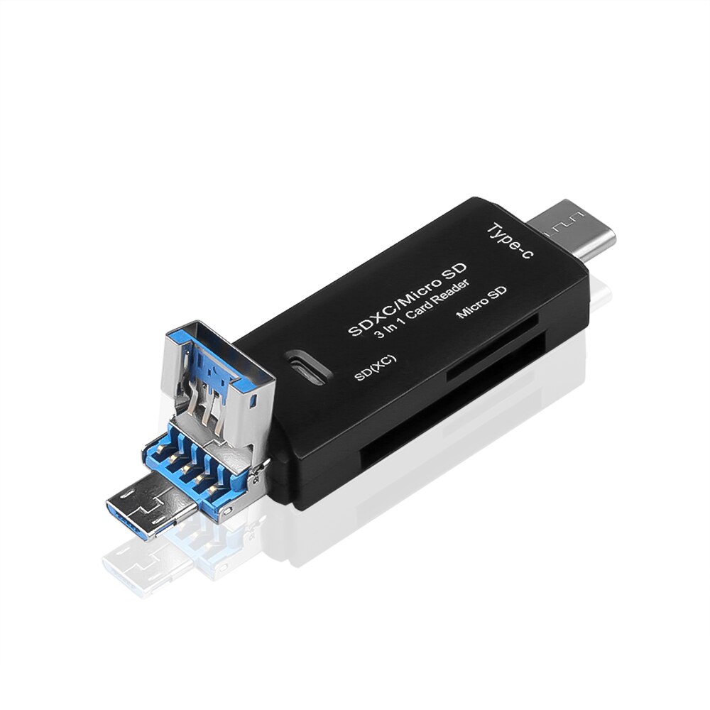 Lector de tarjetas Micro SD OTG, alta velocidad, USB 3,0 + tipo C + Micro USB, para teléfono inteligente, adaptador Micro SD, unidad Flash: USB Type C Micro USB