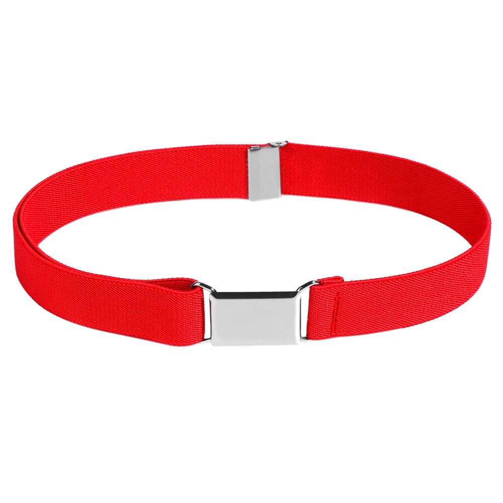 Kids Elastic Belts Girl Adjustable Elastic Canvas Waistband Stretch Waist Belt With Buckle: red