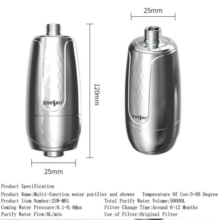 10 schicht Bad Dusche Filter Wasserfilter Hohe Leistung Universal Bade: Silver