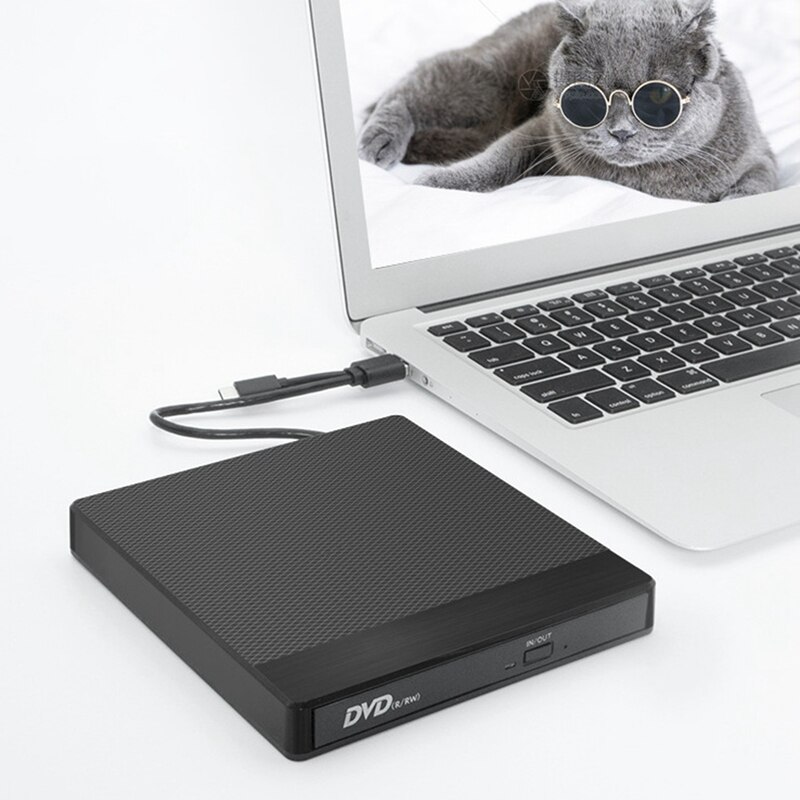 -External DVD Burner USB 3.0 Portable CD/DVD ROM +/-RW Drive with 2 USB, SD/TF Ports for Laptop Desktop Computers