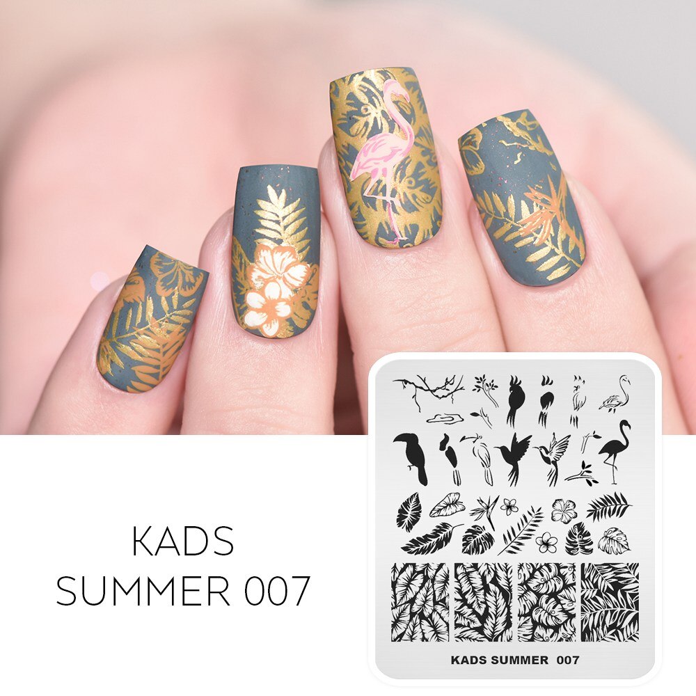 Nail Art timbre plaque fleur feuilles léopard impression Image ongles estampage modèle ongle bricolage pochoir plaque pour Nail Art: Summer 007