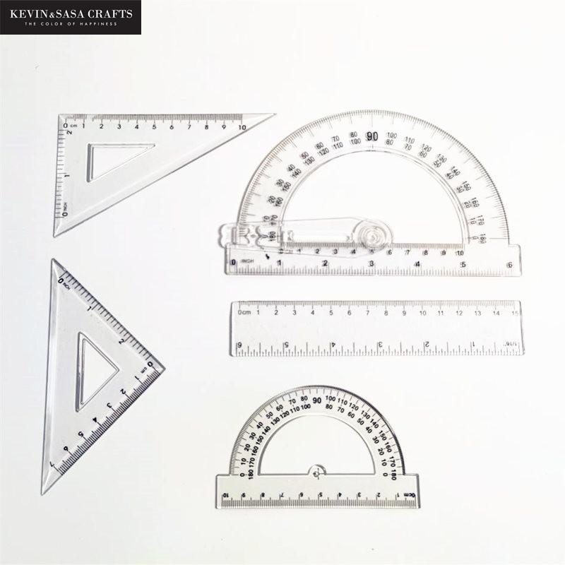 15 Piece Set Geometry Set with Swing Arm Protractor, Divider, Set Squares, Ruler, Compasses and Protractor By Kevin&amp;Sasa Crafts